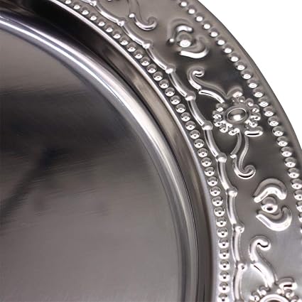 Silver Floral Stainless Steel Charger - 13"