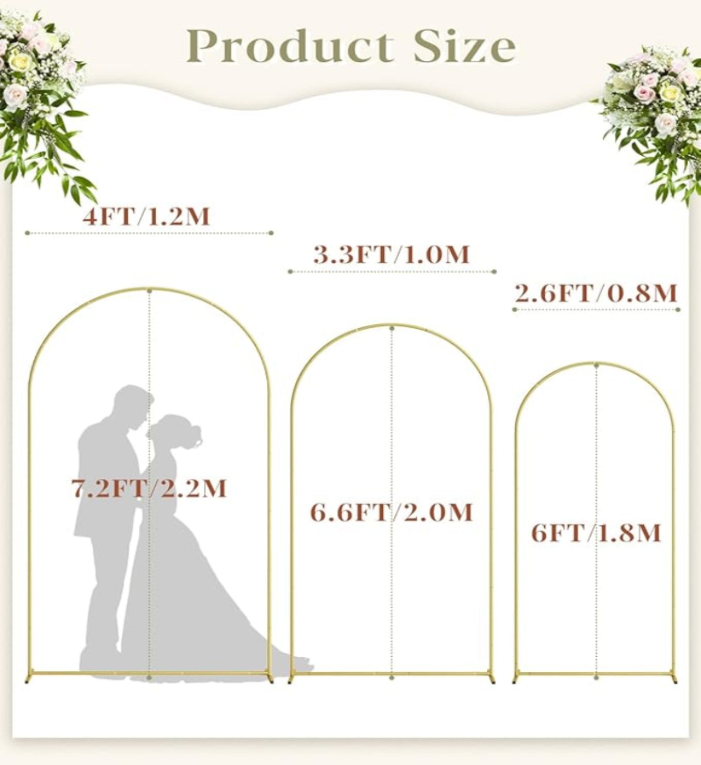 Gold Wedding Arch Stand - Set of 3