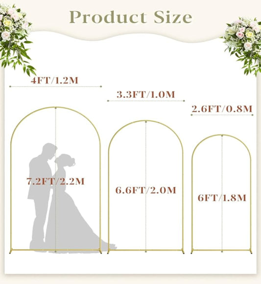 Gold Wedding Arch Stand - Set of 3