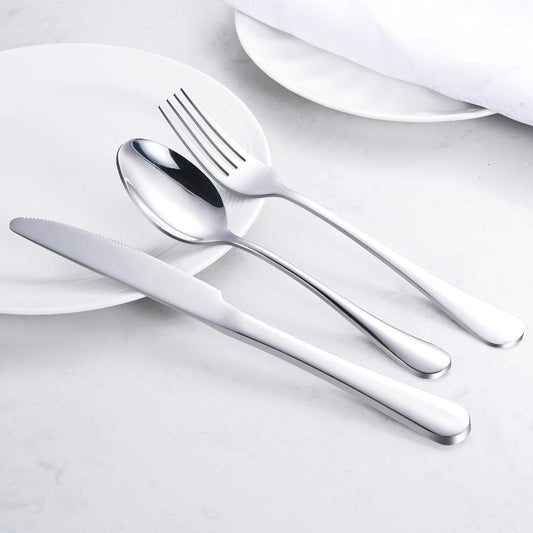 3-Piece Stainless Steel Silverware Set – Knife, Fork & Spoon Place Setting