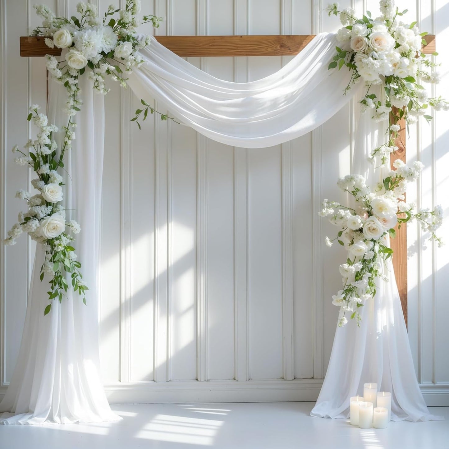 White Wedding Arch Draping Fabric – 1 Panel (28" x 19 ft)