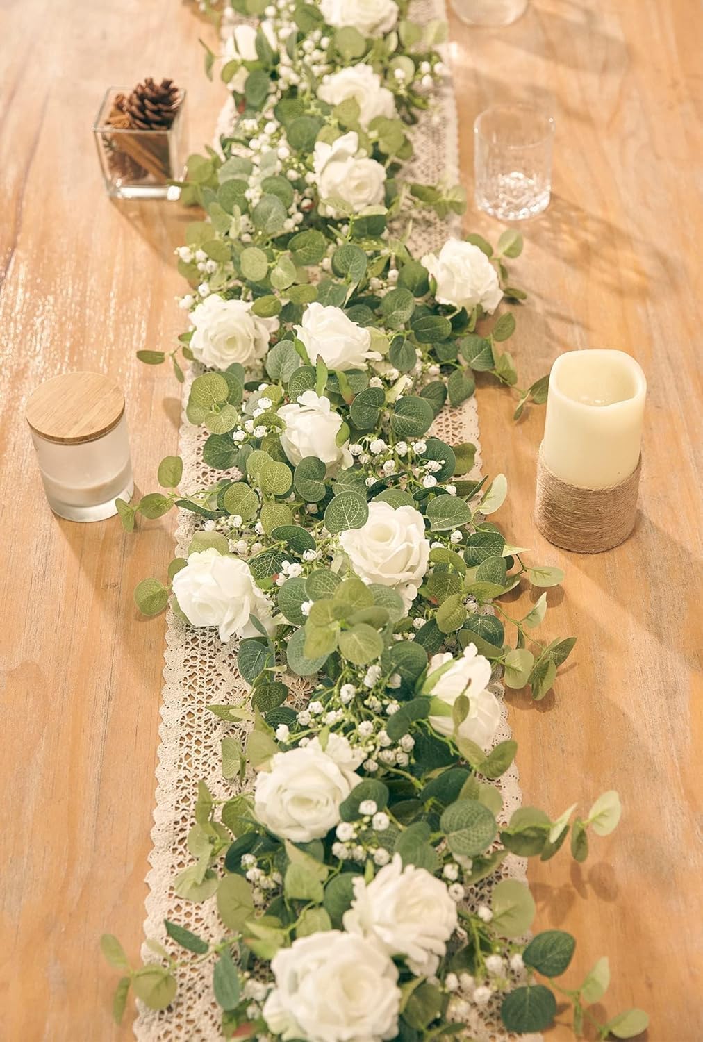 Artificial Eucalyptus Garland with Roses