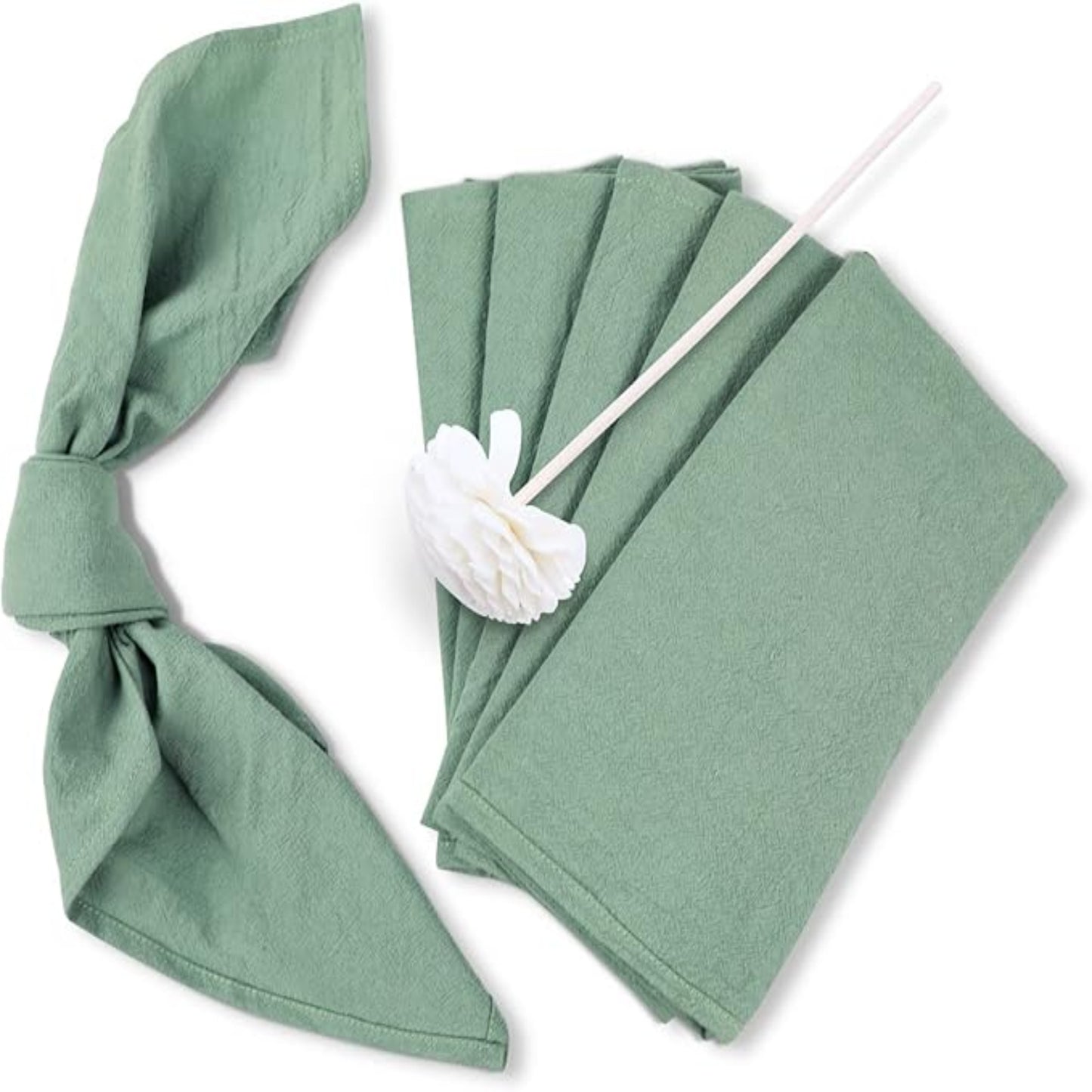 Sage Green Cotton-Linen Napkins - Set of 12