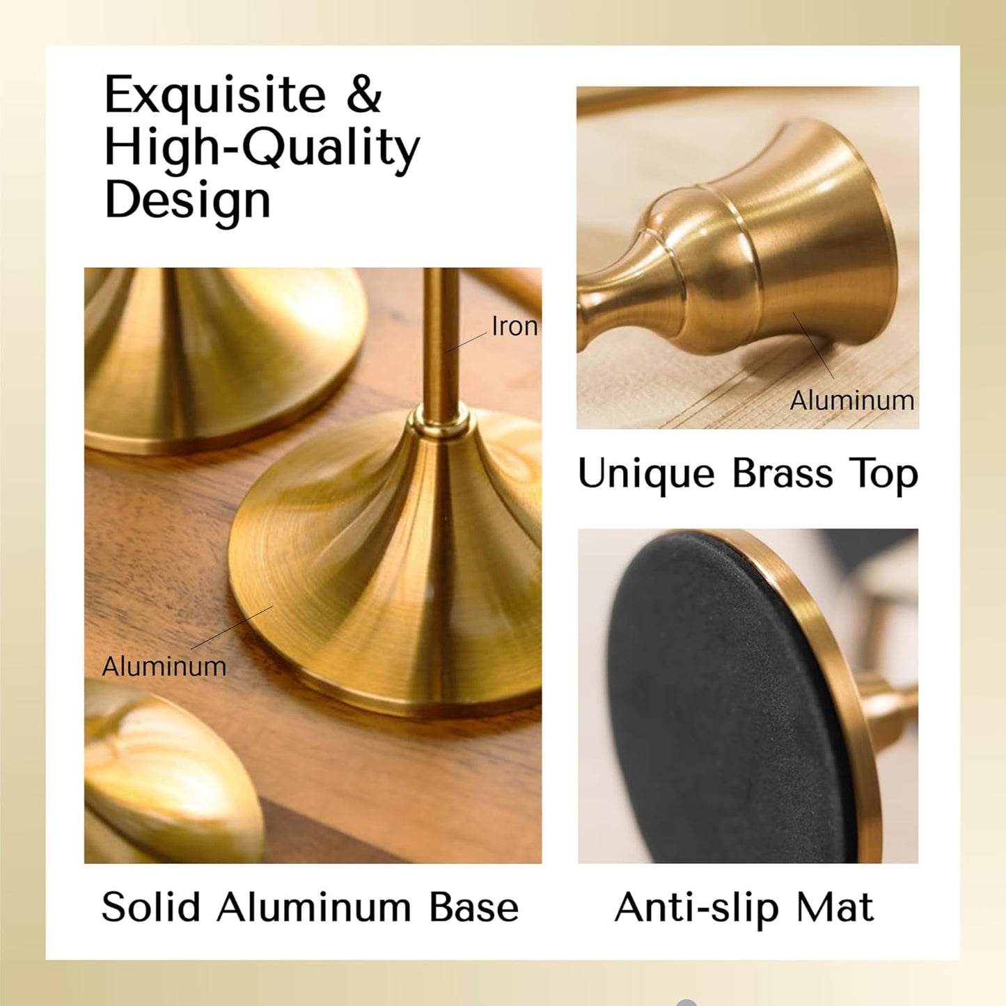 Brass Gold Candlestick Holders - Set of 6