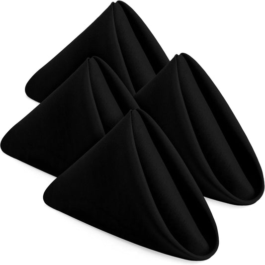 Black Polyester Cloth Napkins - Set of 10