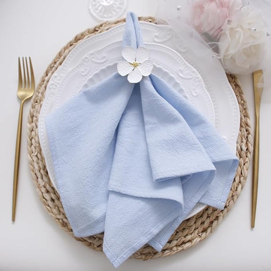 Blue Cotton-Linen Napkins - Set of 12