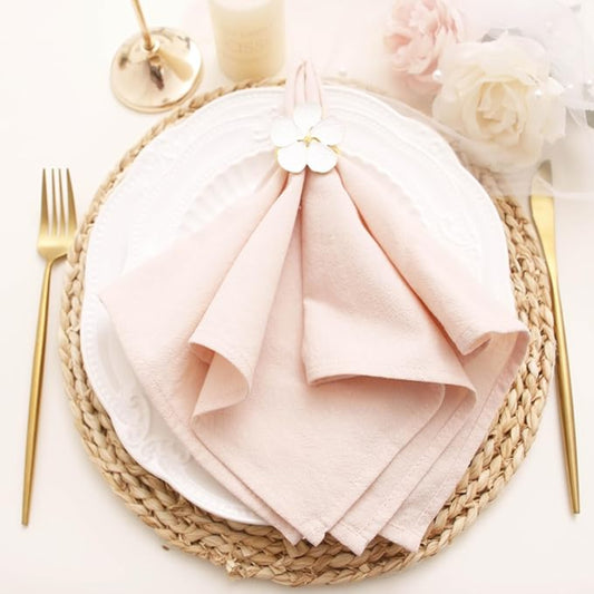 Champagne Blush Cotton-Linen Napkins - Set of 12