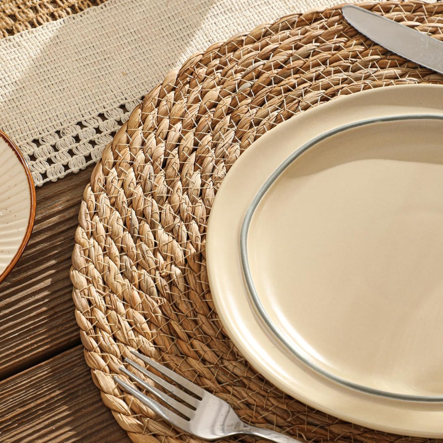 Round Woven Rattan Charger Placemats – 13.5"