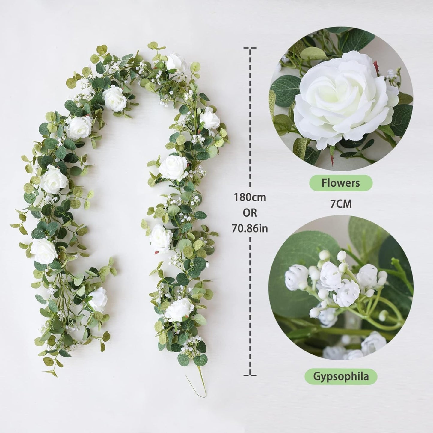 Artificial Eucalyptus Garland with Roses