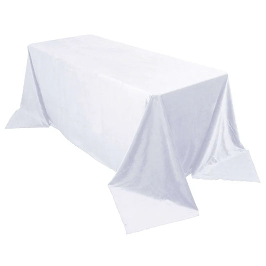 White Rectangular Tablecloth Velvet 90" x 132"