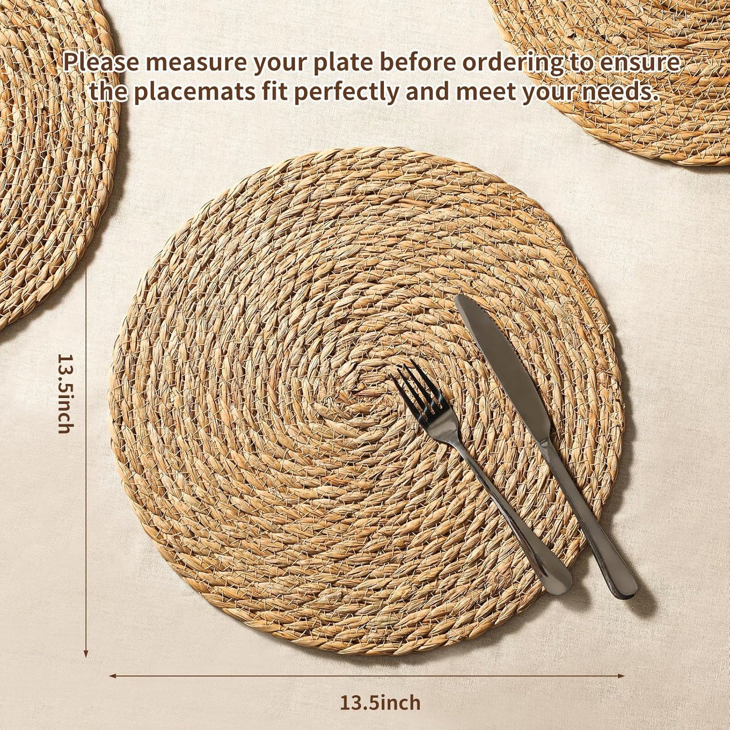 Round Woven Rattan Charger Placemats – 13.5"