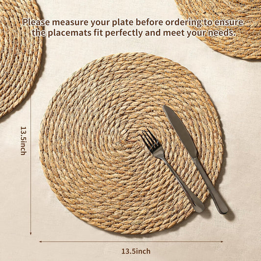 Round Woven Rattan Charger Placemats – 13.5"