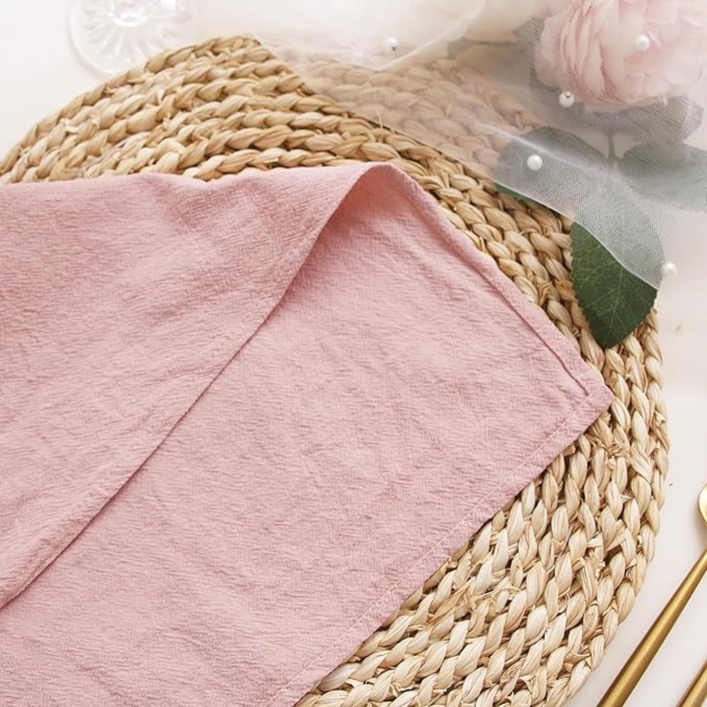 Pink Cotton-Linen Napkins - Set of 12