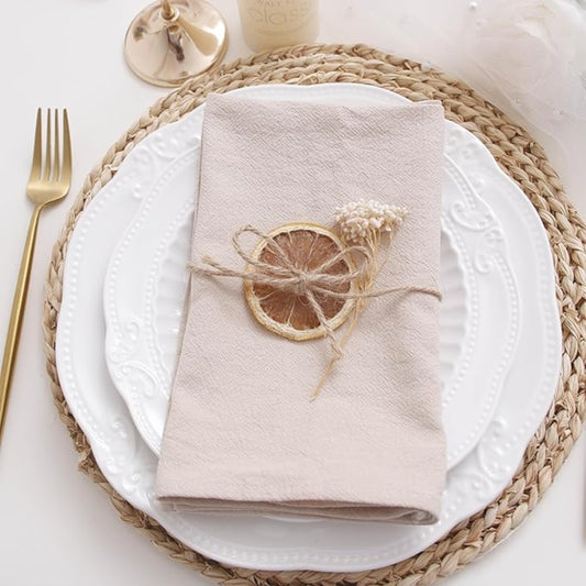 Champagne Cotton-Linen Napkins - Set of 12