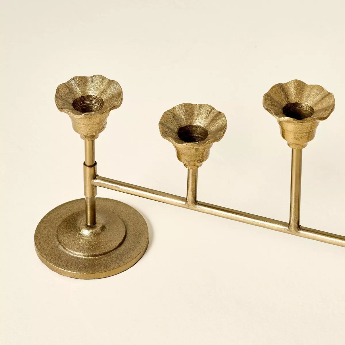 Scalloped Brass Taper Candelabra with Antique Finish