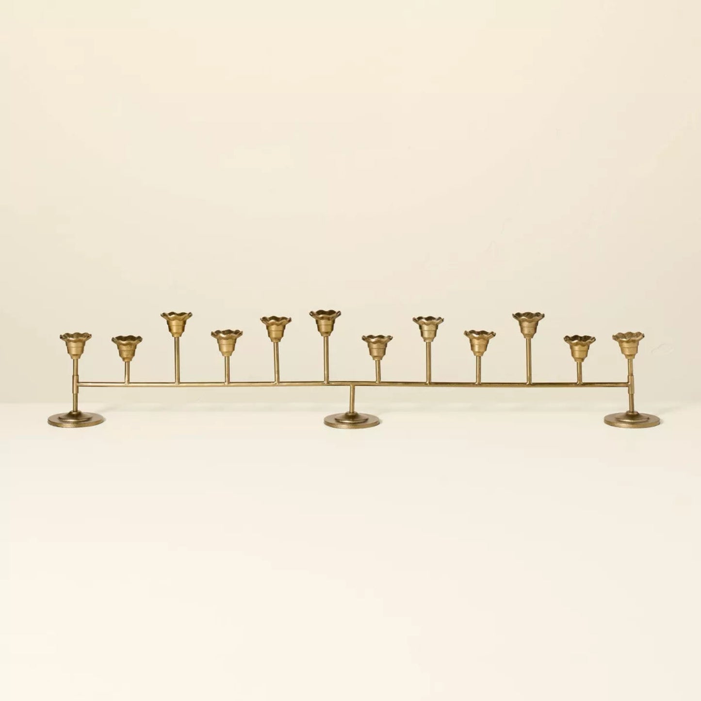 Scalloped Brass Taper Candelabra with Antique Finish