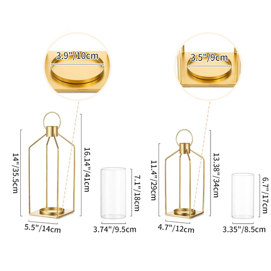 Set of 2 Gold Lanterns