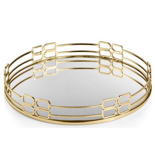 Round Gold Mirror Tray