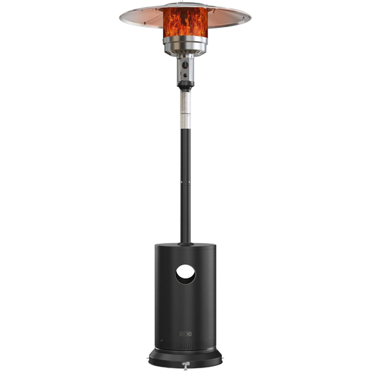 EAST OAK 50,000 BTU Propane Patio Heater with Tabletop & Safety Shut-Off – Black Stainless