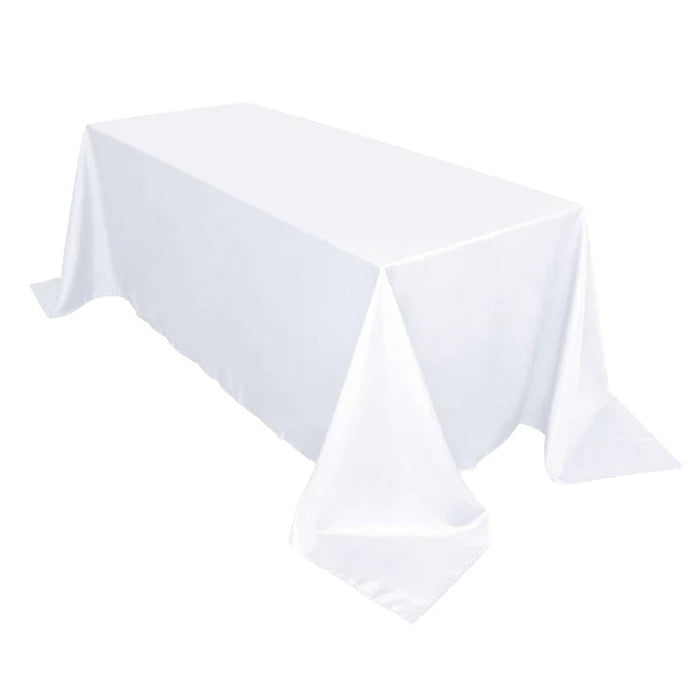 90" x 132" White Rectangular Tablecloth
