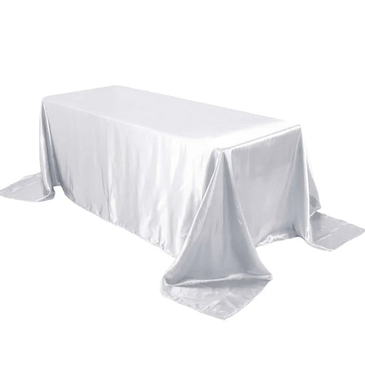 White Rectangular Tablecloth Satin 90" x 132"