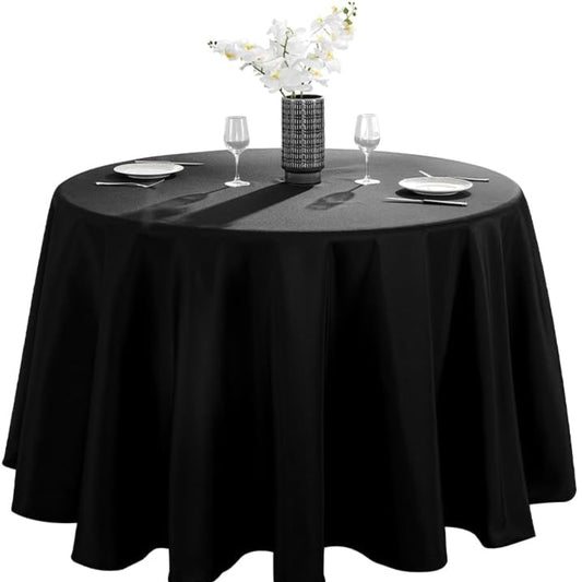 Black Round Tablecloth 132 Inches