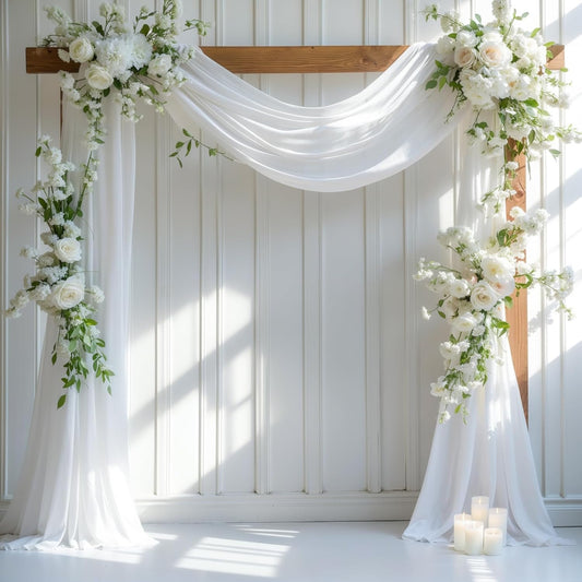 White Wedding Arch Draping Fabric – 1 Panel (28" x 19 ft)