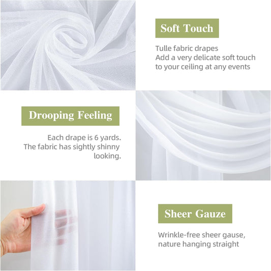 White Wedding Arch Draping Fabric – 1 Panel (28" x 19 ft)