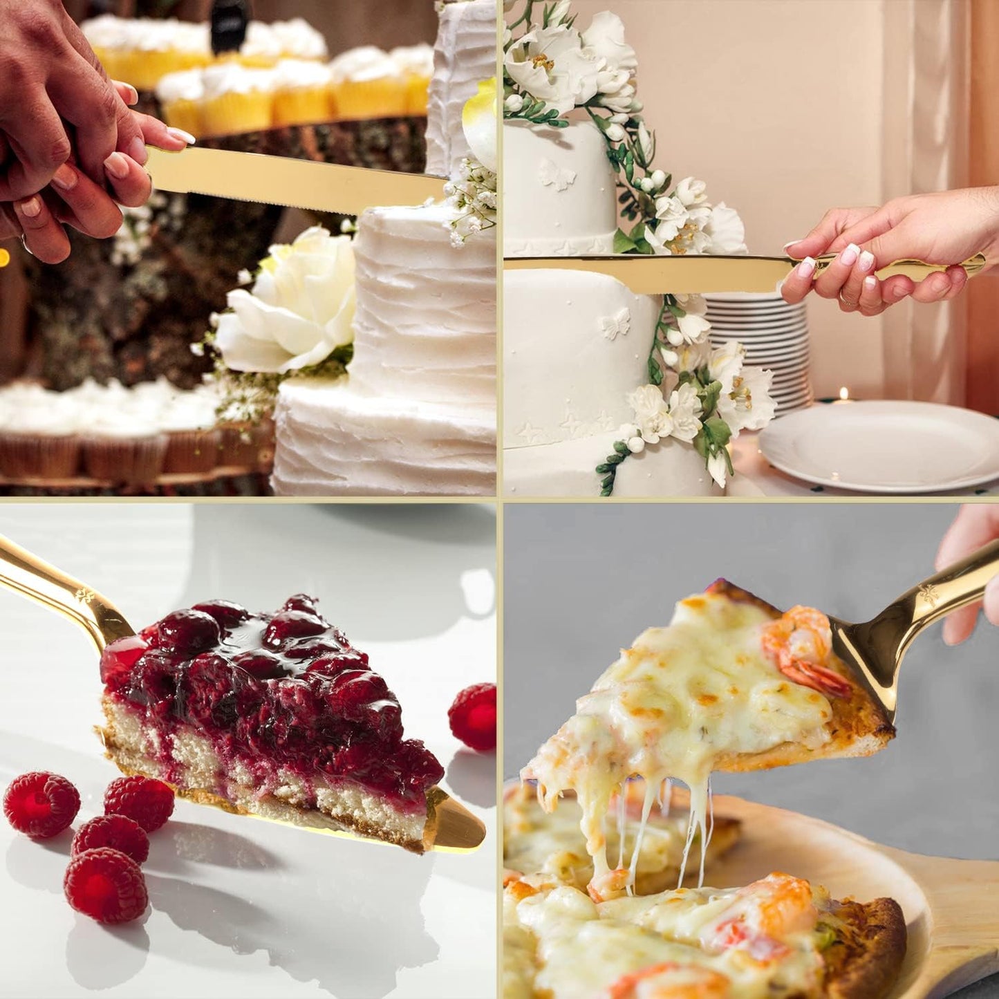 Gold Cake Cutting Set