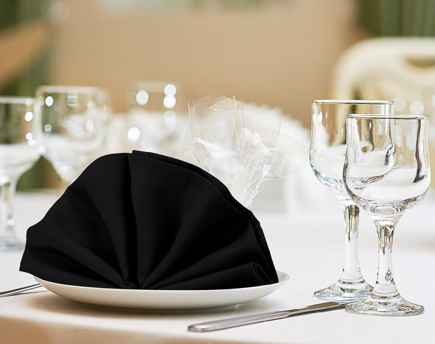 Black Polyester Cloth Napkins - Set of 10