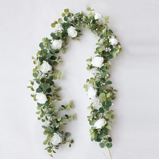 Artificial Eucalyptus Garland with Roses