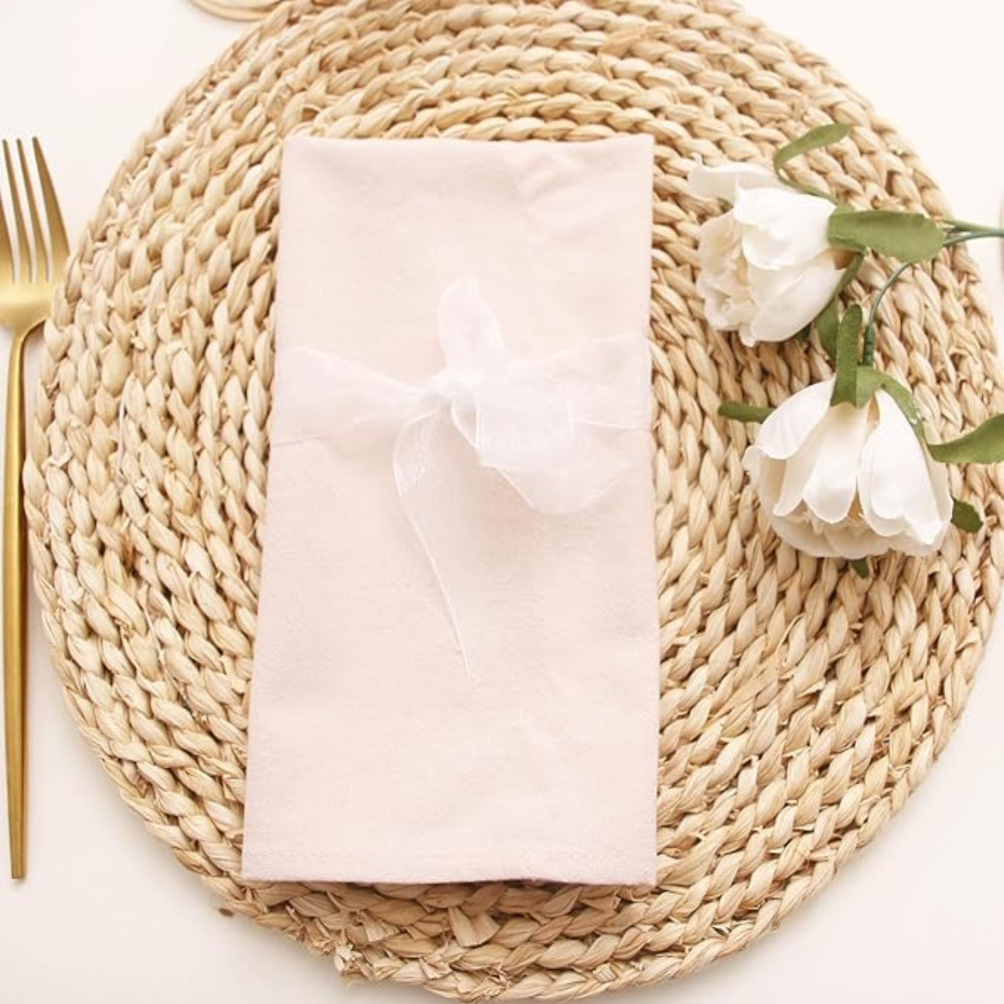 Champagne Blush Cotton-Linen Napkins - Set of 12