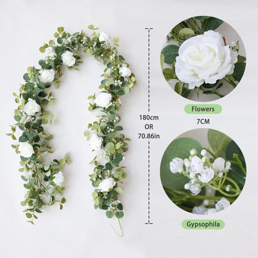 Artificial Eucalyptus Garland with Roses