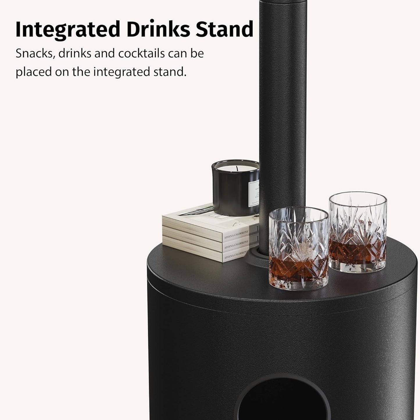 EAST OAK 50,000 BTU Propane Patio Heater with Tabletop & Safety Shut-Off – Black Stainless