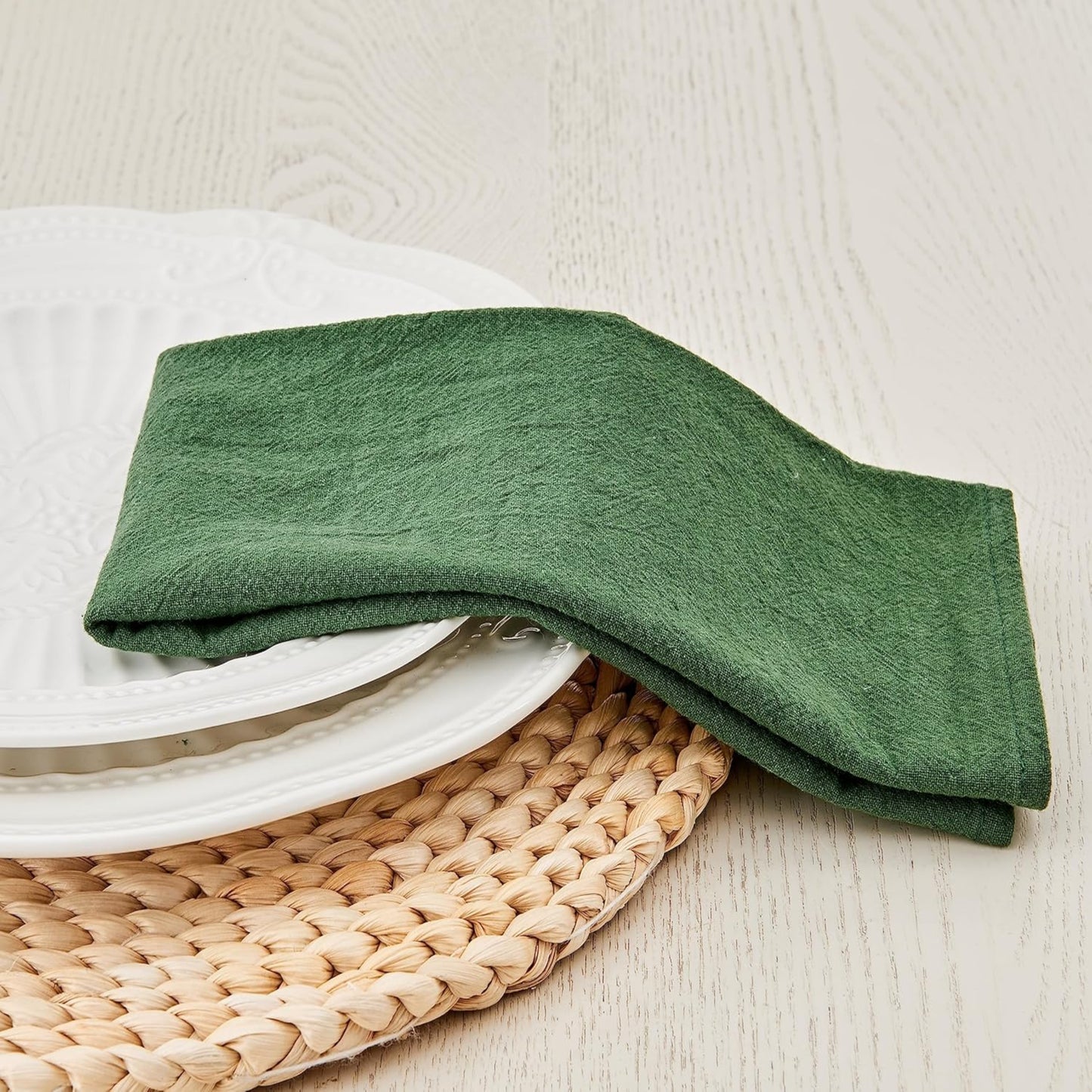 Green Cotton-Linen Napkins - Set of 12