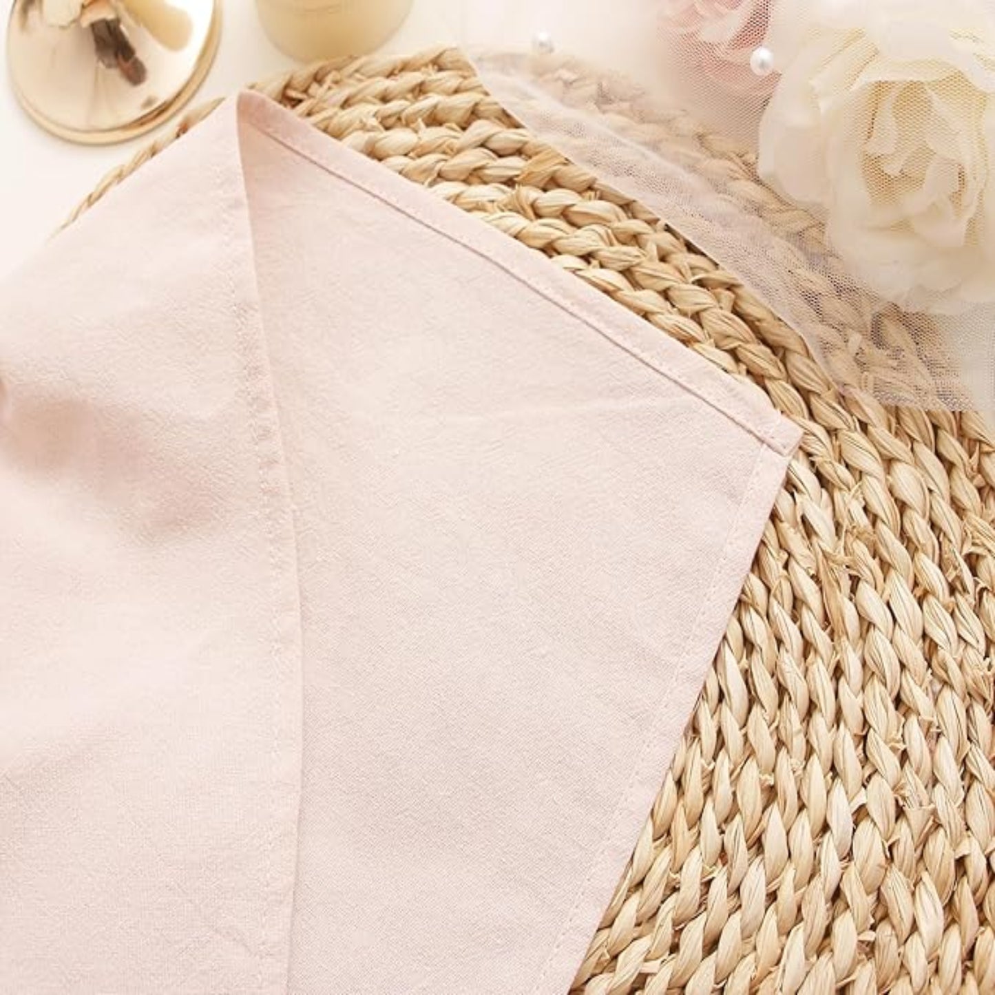 Champagne Blush Cotton-Linen Napkins - Set of 12