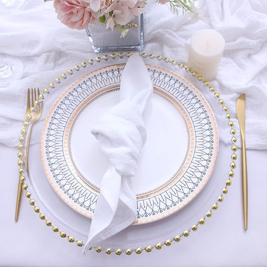 White Cotton-Linen Napkins - Set of 12