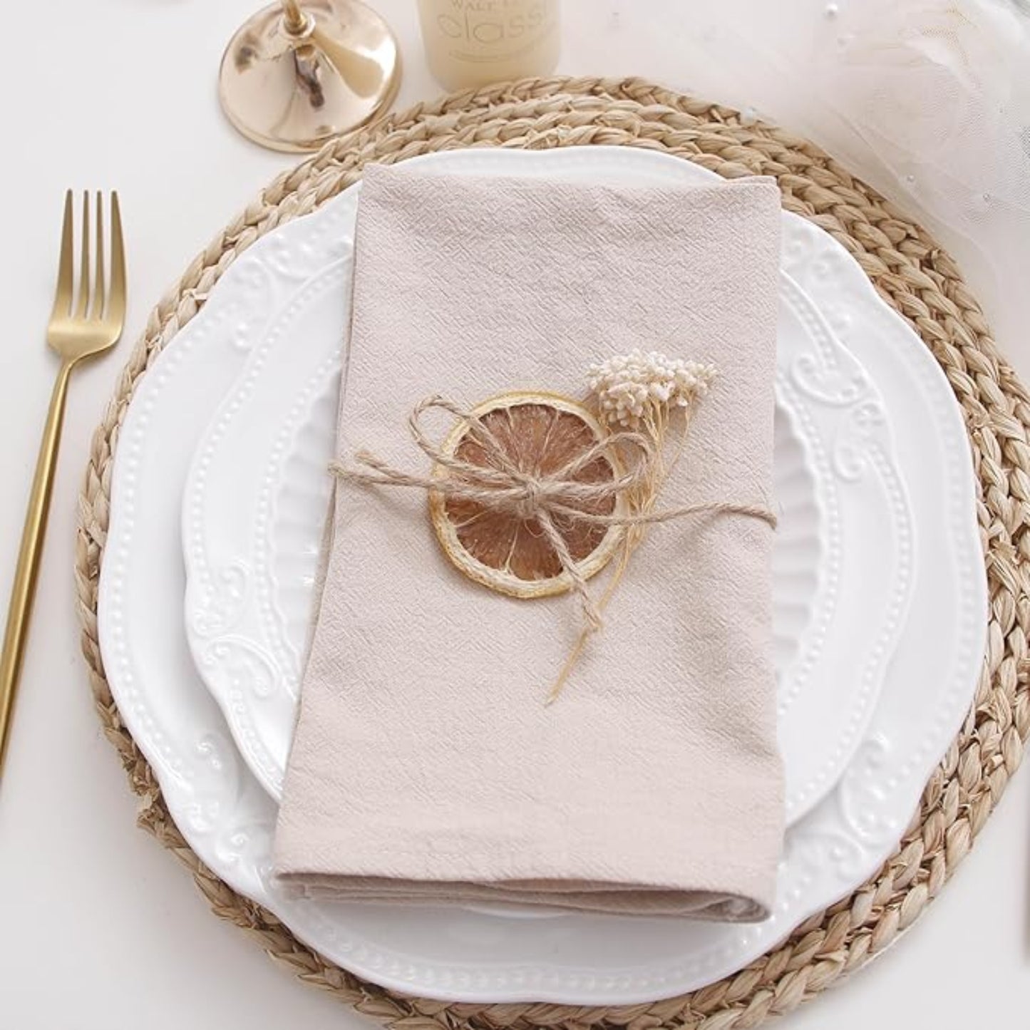 Champagne Cotton-Linen Napkins - Set of 12