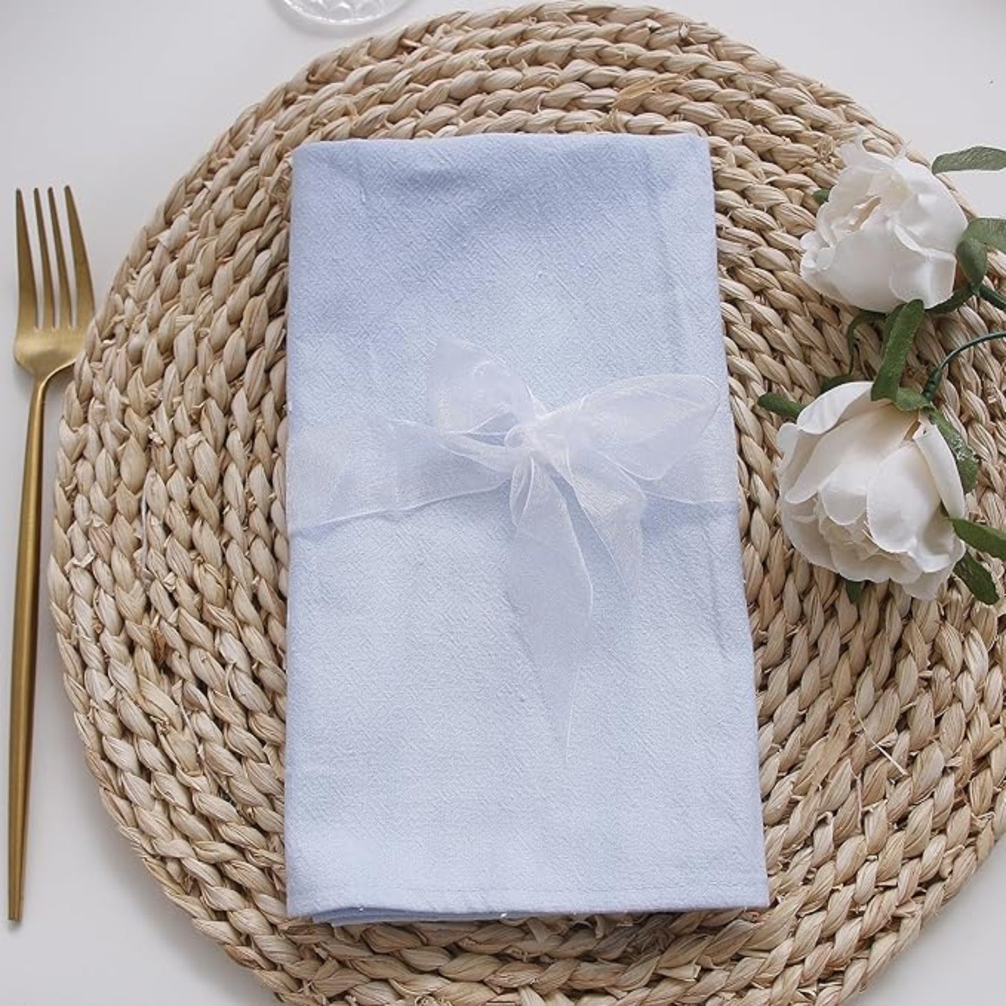 Blue Cotton-Linen Napkins - Set of 12
