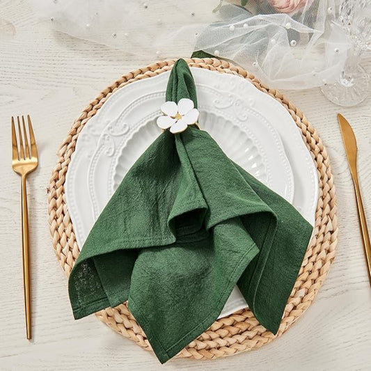 Green Cotton-Linen Napkins - Set of 12