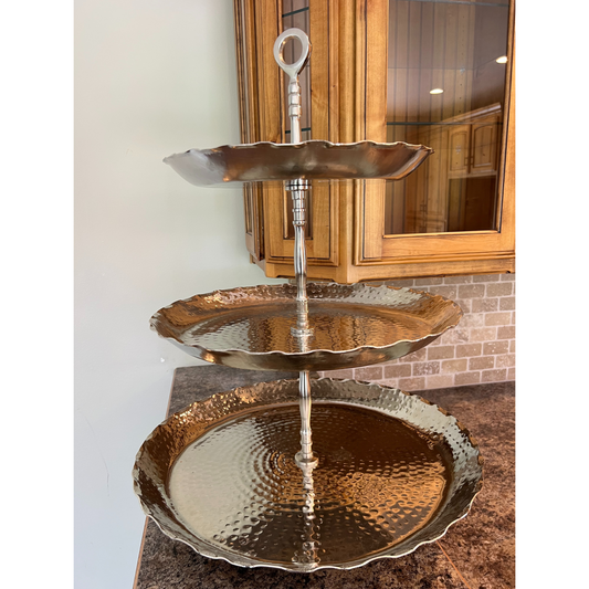 Three Tiered Silver Tray Stand