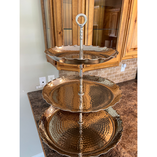 Three Tiered Silver Tray Stand