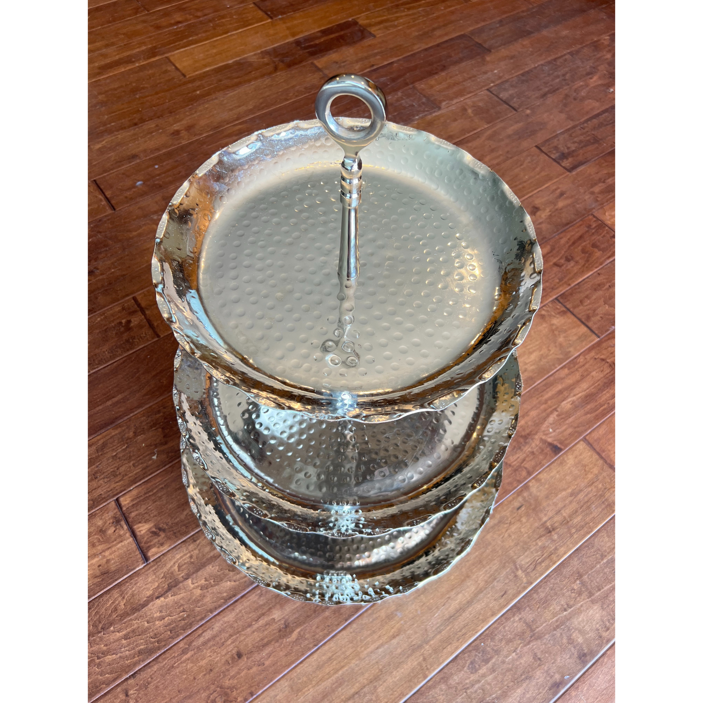 Three Tiered Silver Tray Stand