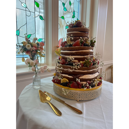 Vintage Gold Cake Stand 14"