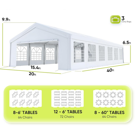 White 20x40 Wedding & Event Tent