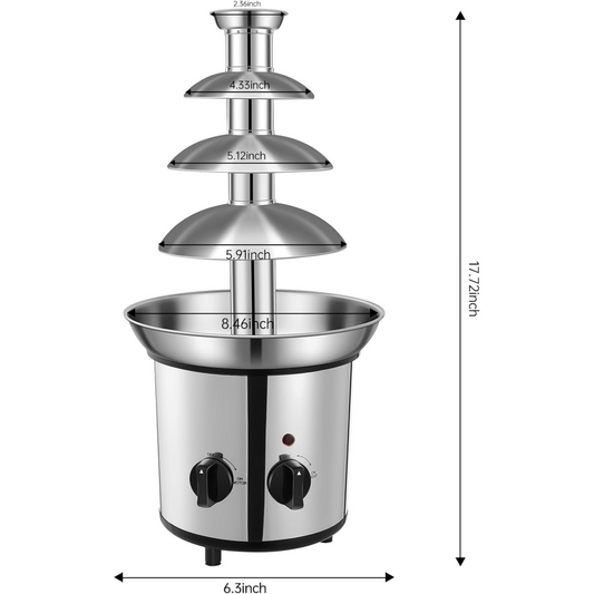Chocolate Fountain Machine – Stainless Steel Electric Fondue Fountain