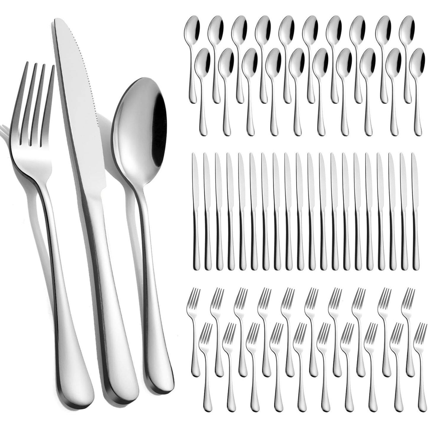 3-Piece Stainless Steel Silverware Set – Knife, Fork & Spoon Place Setting