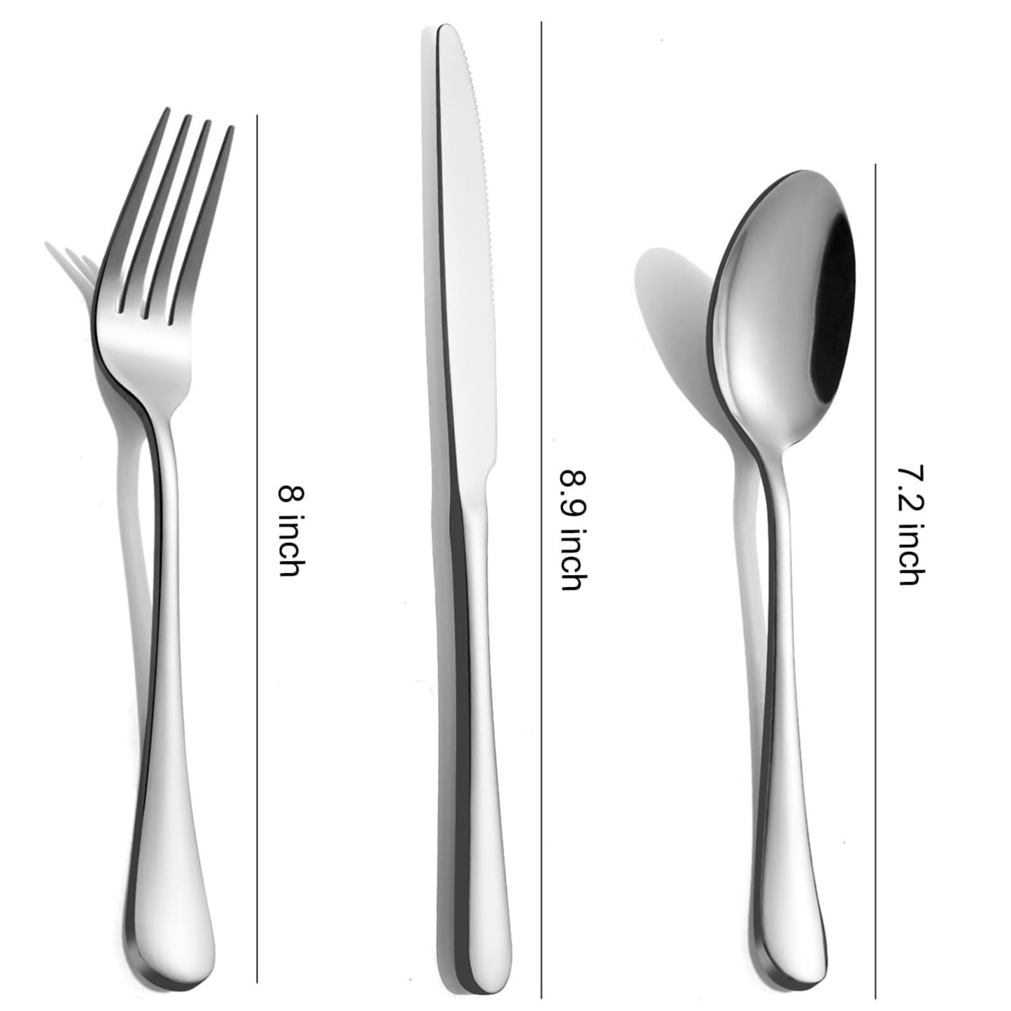 3-Piece Stainless Steel Silverware Set – Knife, Fork & Spoon Place Setting