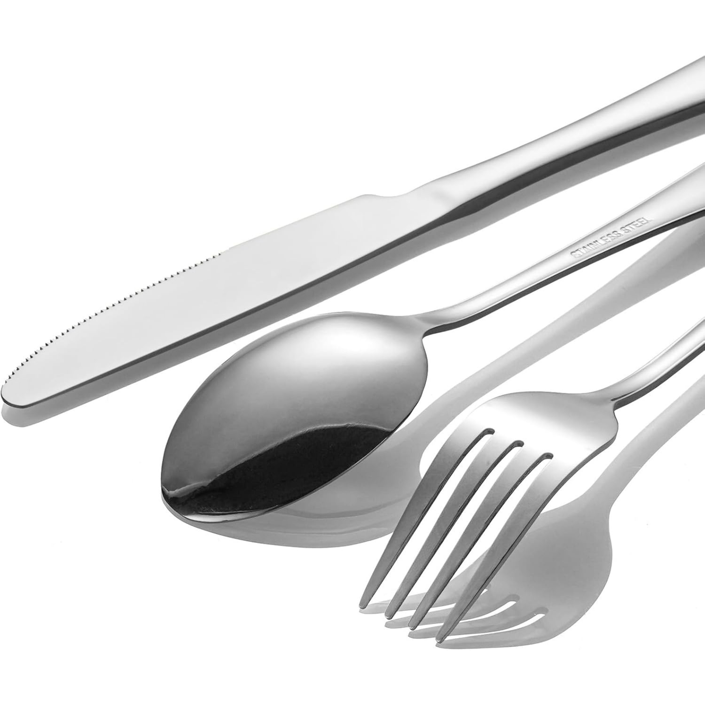 3-Piece Stainless Steel Silverware Set – Knife, Fork & Spoon Place Setting