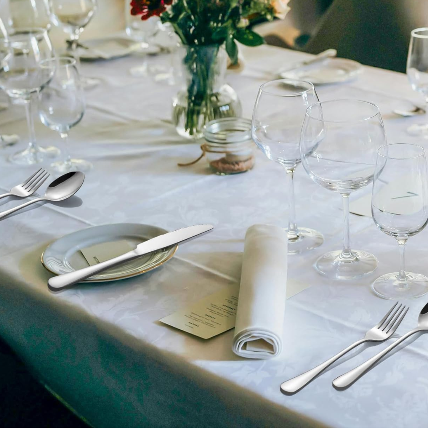 3-Piece Stainless Steel Silverware Set – Knife, Fork & Spoon Place Setting